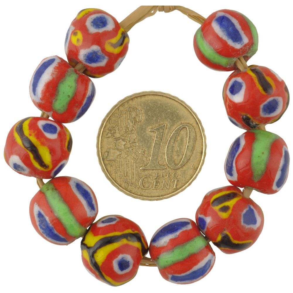 African glass trade beads round polychrome Kiffa beads handmade new Mauritania SB-35032