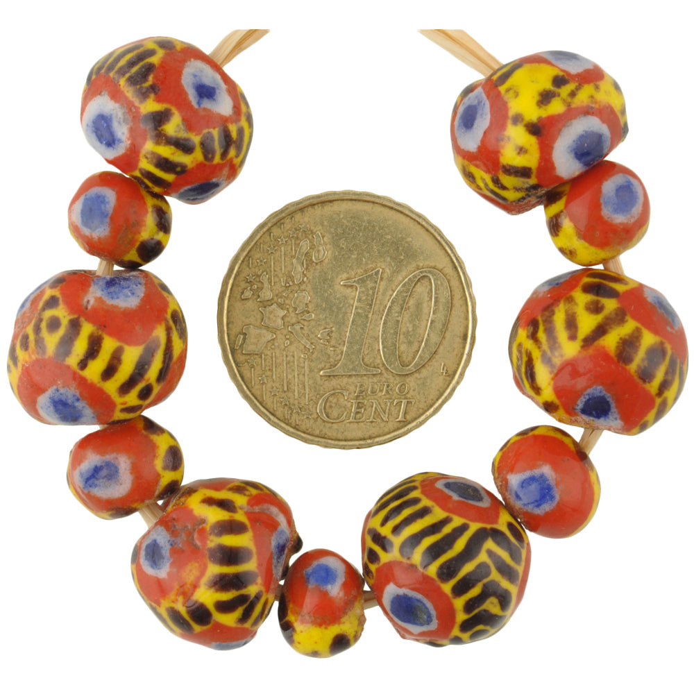 African glass trade beads round Kiffa handmade beads polychrome Mauritania new SB-34996