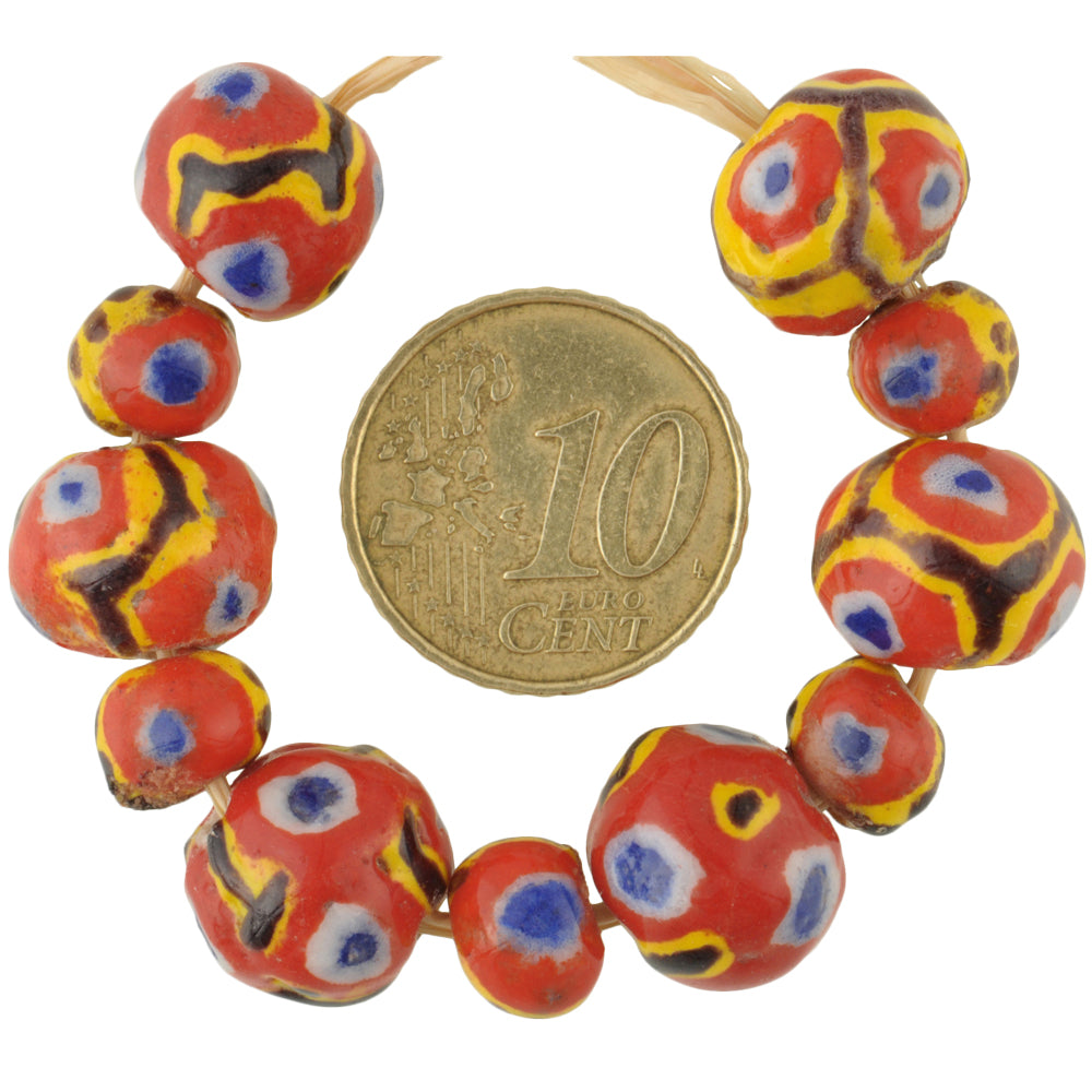 New handmade African glass beads Kiffa polychrome round trade beads Mauritania SB-36150