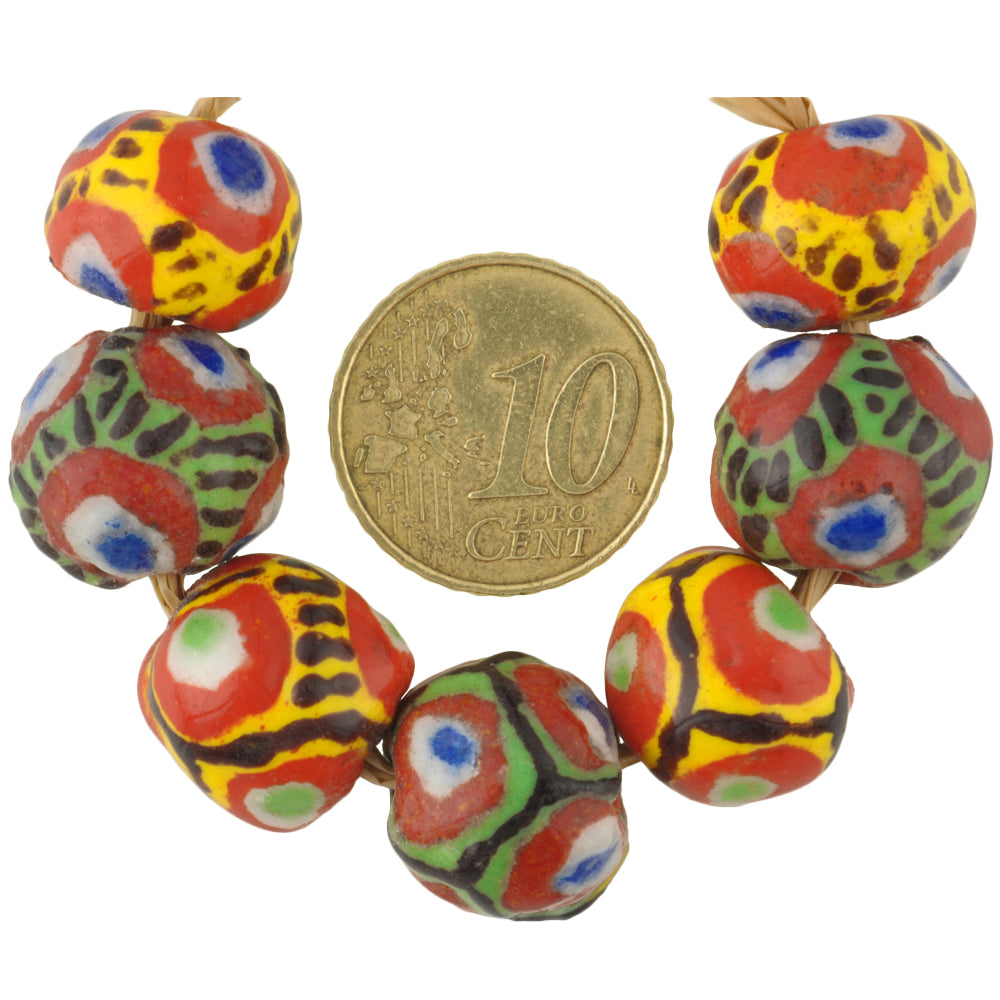 African glass trade beads round polychrome Kiffa beads Mauritania handmade new SB-36790