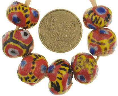 African glass beads round polychrome Kiffa handmade Mauritania tribal jewelry SB-39483