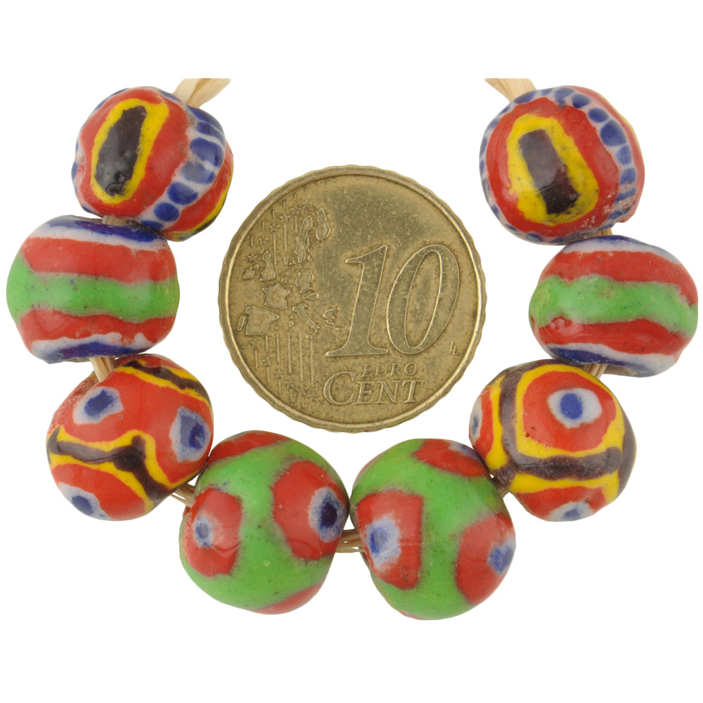 African glass trade beads round polychrome Kiffa beads handmade Mauritania new SB-36771