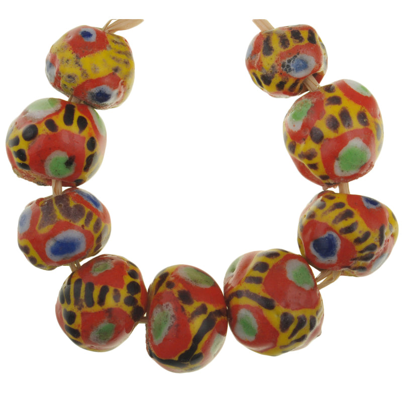 African glass trade beads round Kiffa polychrome handmade beads Mauritania new SB-27765