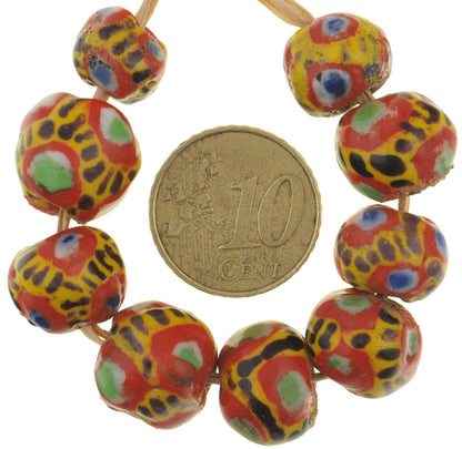 African glass trade beads round Kiffa polychrome handmade beads Mauritania new SB-27765