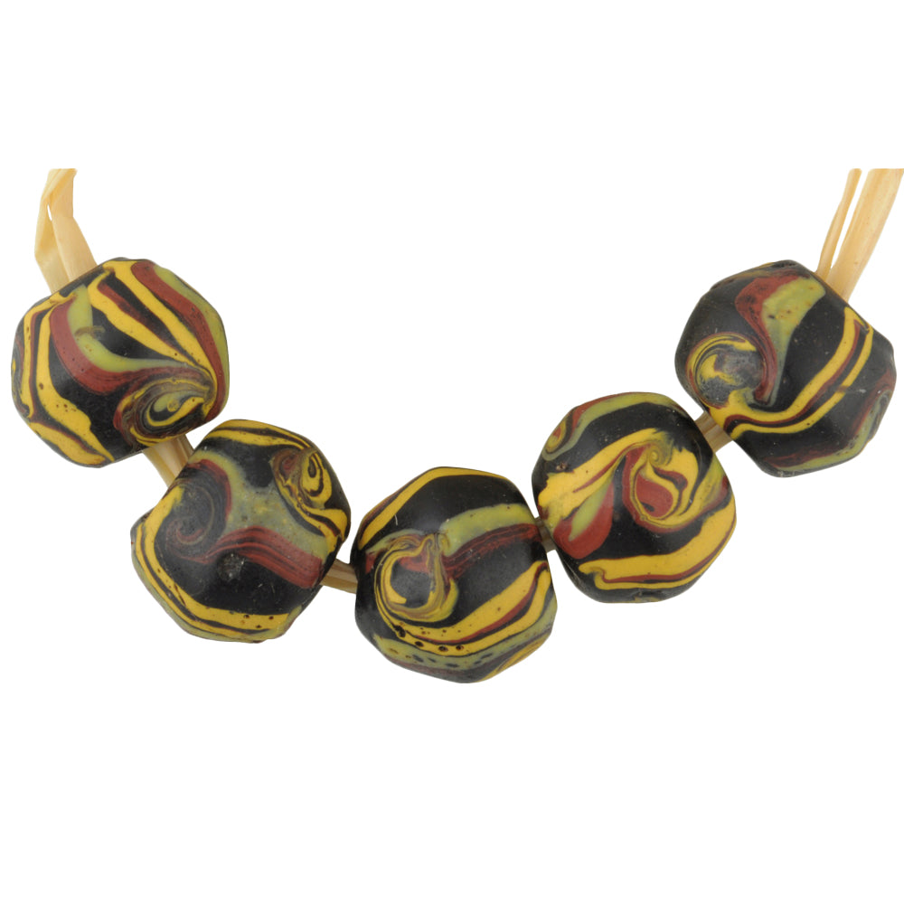 Rare Black Bicone "King" Venetian Lampwork Trade Beads