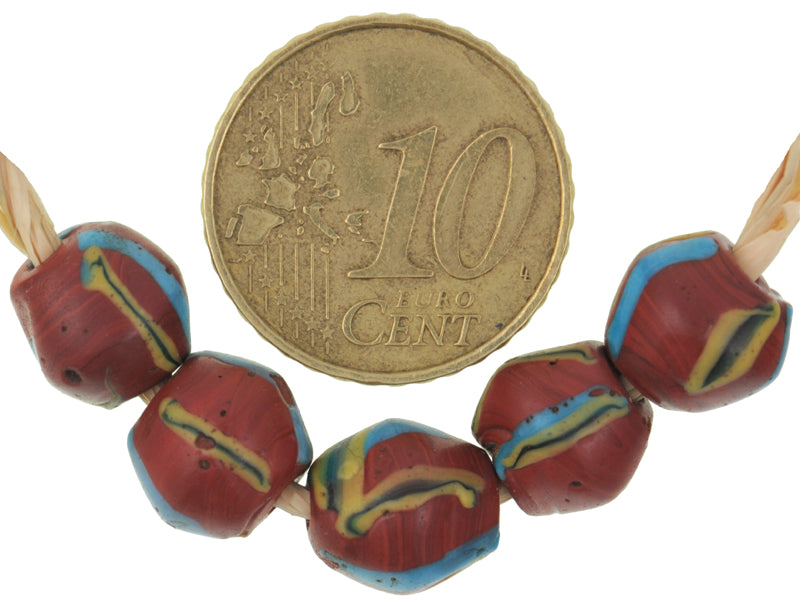 Antique Striped Bicone "King" Venetian Lampwork Beads, 9mm, African Trade