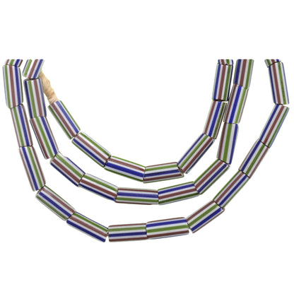 Old Matching Strand 4 layers striped Chevron Venetian Glass Beads African Trade SB-26627