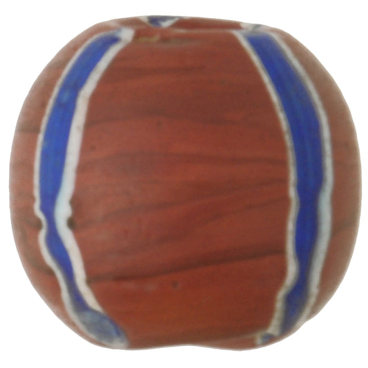 Antique Large Striped Brick Venetian Wound Glass Trade Bead, 16mm