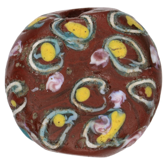 Antique Tabular Brick Fancy Venetian Lampwork Glass Trade Bead