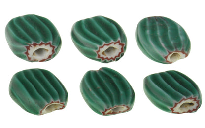 Old Large Size tabular 4 layers green Chevron Venetian Glass Beads African Trade SB-27903