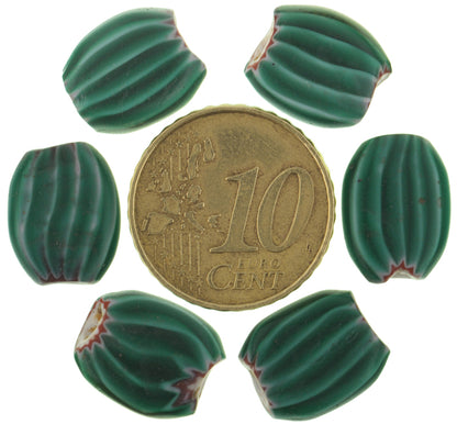 Old Large Size tabular 4 layers green Chevron Venetian Glass Beads African Trade SB-27903