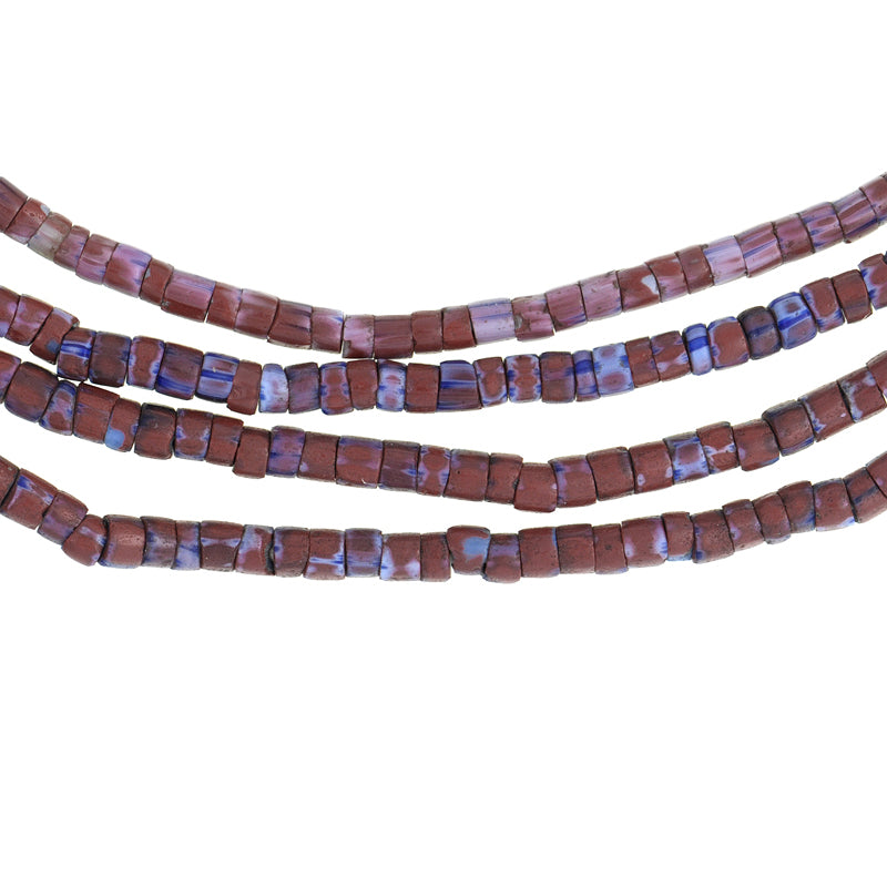 Matching Strand Of Rare Old Tiny awale Chevron Venetian Drawn Glass Trade Beads SB-26672