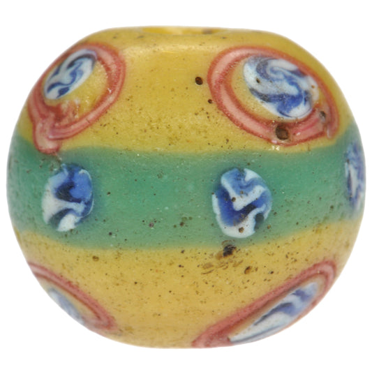 Rare Antique Banded Fancy Venetian Lampwork Glass Trade Bead