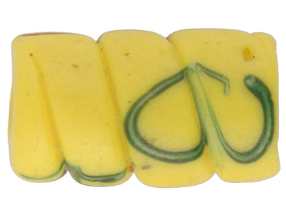 Rare Yellow Floral Fancy Venetian Lampwork Glass Trade Bead 17x10mm