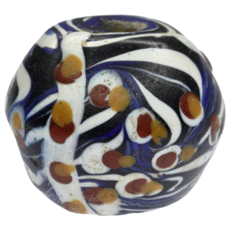 Rare Antique Venetian Bicone King Glass Trade Bead, 18x14mm, Lampwork