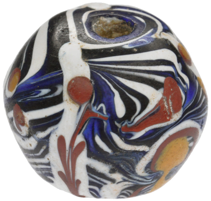 Rare Antique Venetian Bicone King Glass Trade Bead, 18x14mm, Lampwork