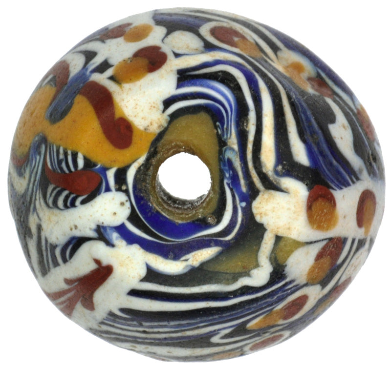 Rare Antique Venetian Bicone King Glass Trade Bead, 18x14mm, Lampwork