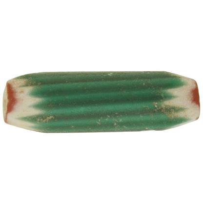 Old African trade bead antique Venetian chevron 4 layers green drawn glass SB-38336