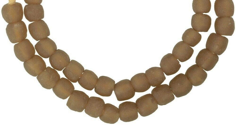 African beads recycled powder glass handmade Krobo ethnic necklace translucent - Tribalgh