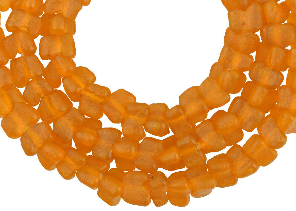 Krobo powder glass beads African trade translucent recycled Flower - Tribalgh