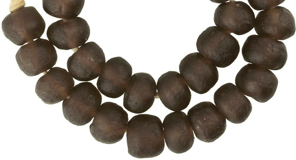 Krobo recycled powder glass beads African trade ethnic tribal necklace XLarge - Tribalgh