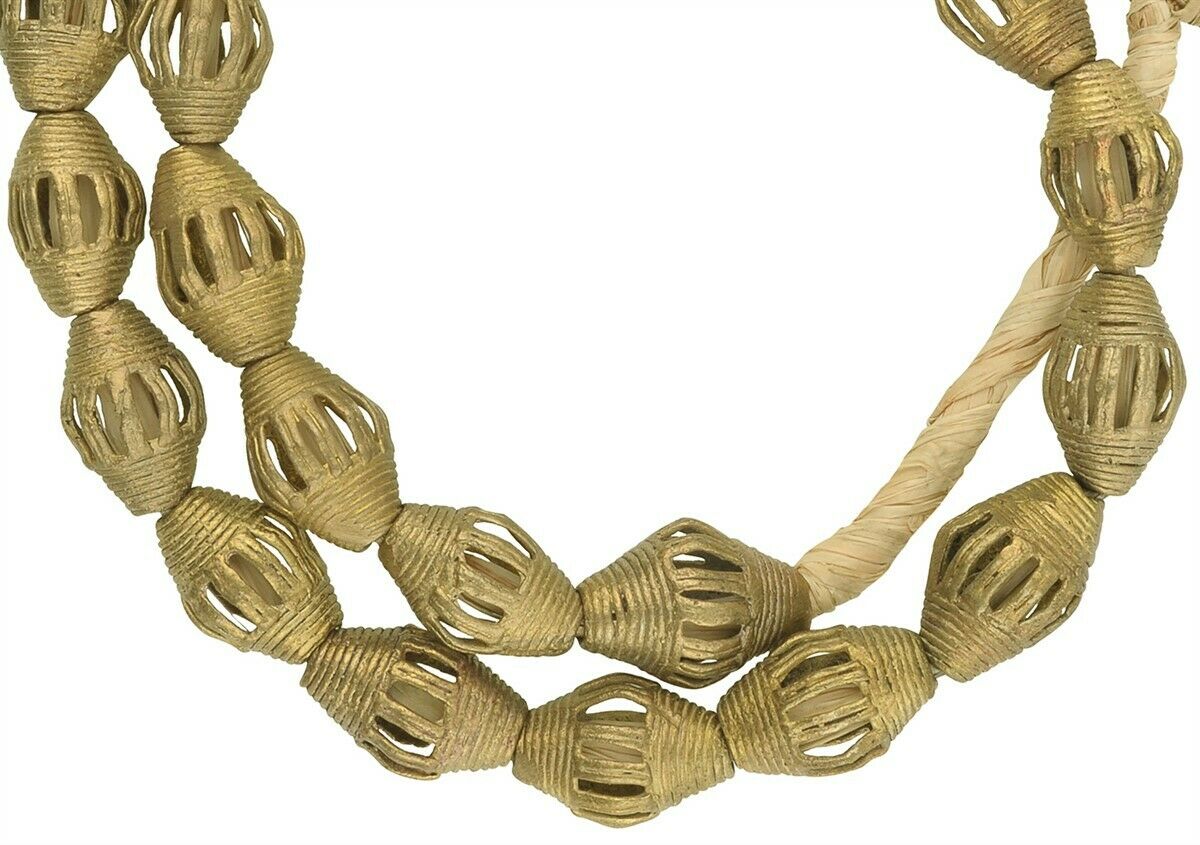 10 Ghana Baule Brass Beads - Sun Design - Trade Bead Necklace - African outlet Necklace - Ethnic Jewelry - African Beads (BAUL-FLT-BRS-206)