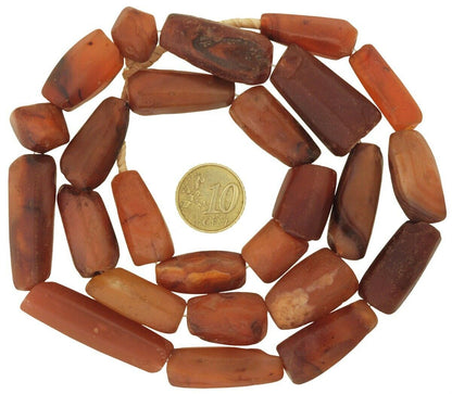 Antique African trade beads Agate stone Carnelian handmade Cambay India necklace - Tribalgh