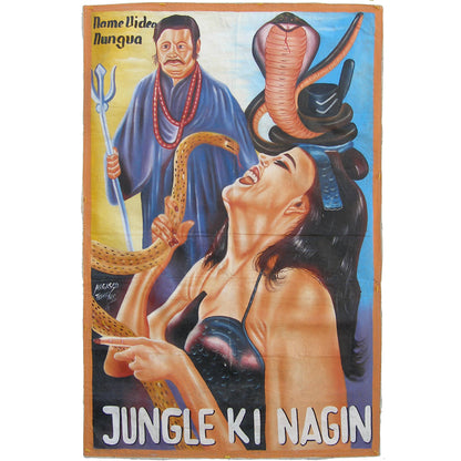 Jungle ki nagin movie poster hand painted in Ghana for the local cinema art