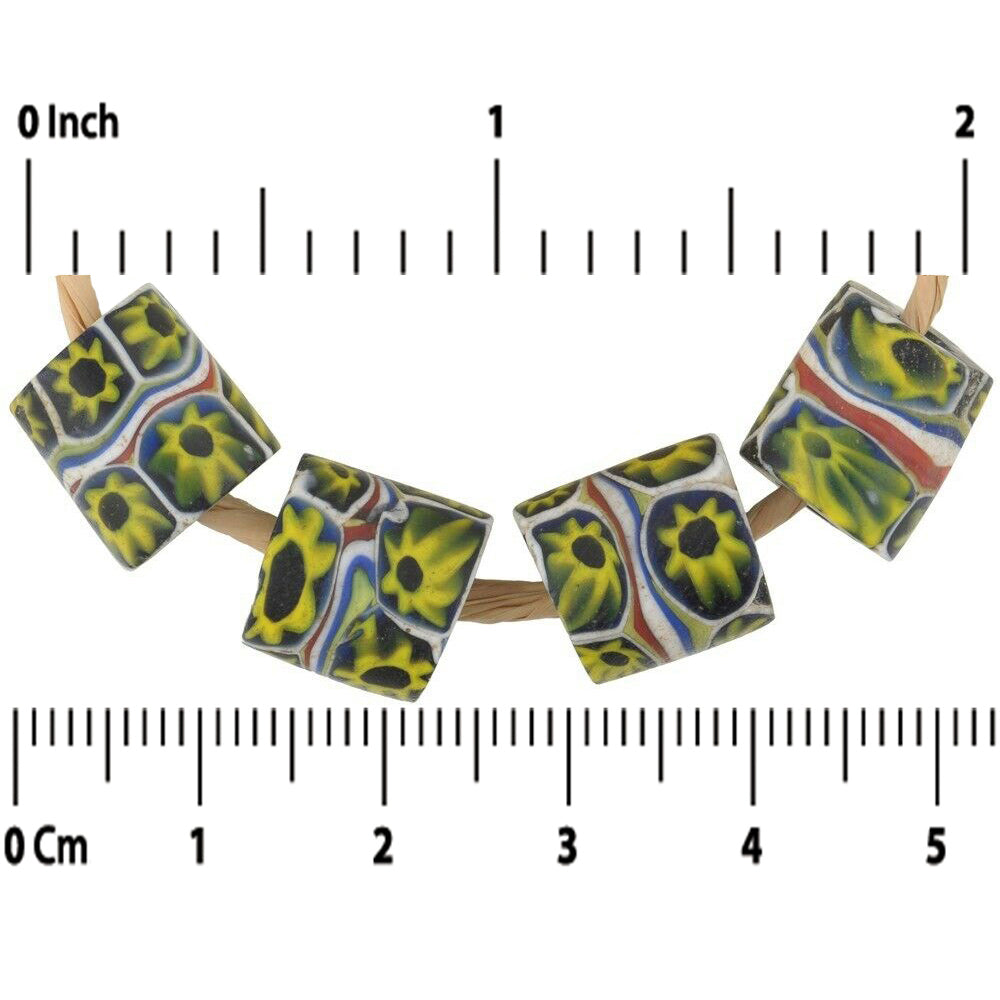 African trade beads banded old Millefiori Venetian glass beads Murano mosaic - Tribalgh