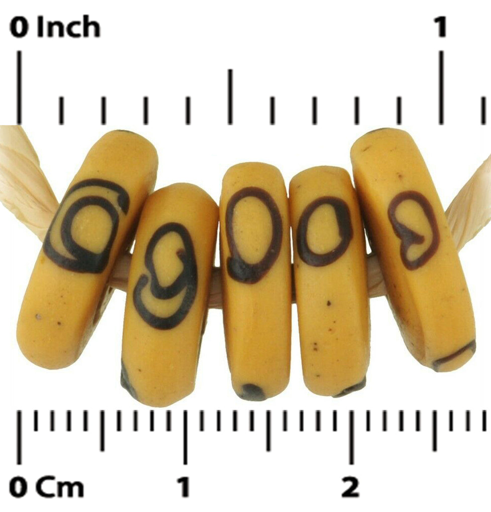 Rare African trade beads large Zen old Venetian glass beads disks spacers yellow - Tribalgh