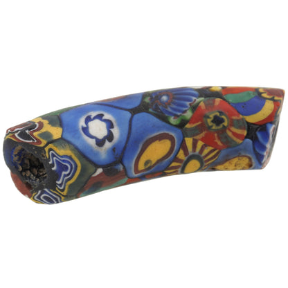 Old African trade bead elbow Millefiori Venetian mosaic glass bead multimurrine SB-35822