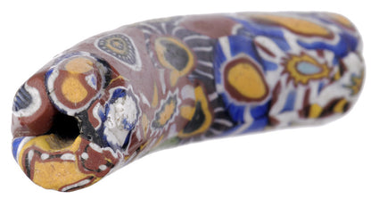 Rare Old multimurrine rooster elbow Millefiori Venetian Mosaic Glass Trade Bead SB-26041