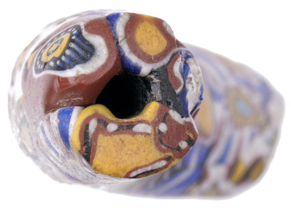 Rare Old multimurrine rooster elbow Millefiori Venetian Mosaic Glass Trade Bead SB-26041