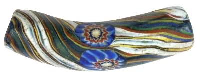 Rare Elbow Millefiori Venetian Mosaic Glass Trade Bead SB-17325