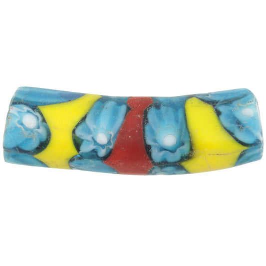 Old African trade bead elbow Millefiori Venetian glass bead banded mosaic glass SB-33795