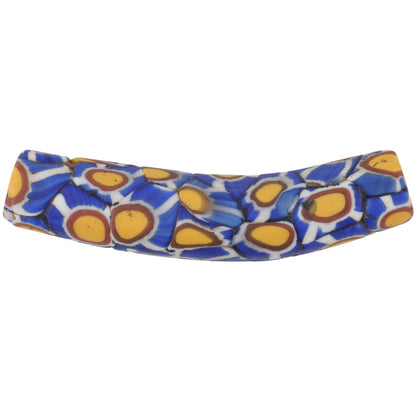 African trade bead old Elbow Millefiori Venetian glass bead blue Murano mosaic  SB-36573