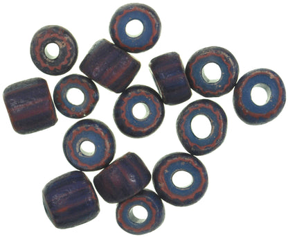 Old African trade beads Awale Venetian chevron glass beads Ghana trade rare SB-37082